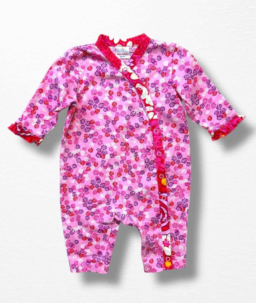 Hanna Andersson Kimono-Style Floral Romper, 6-12 Months